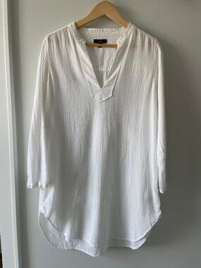 J.Crew 100% Cotton White Crinkle Tunic Top – Small